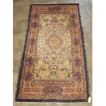 Red and patterned Persian rug approx 6'3 x 3'