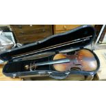 violin with bow in case