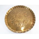 17" circular brass embossed tray