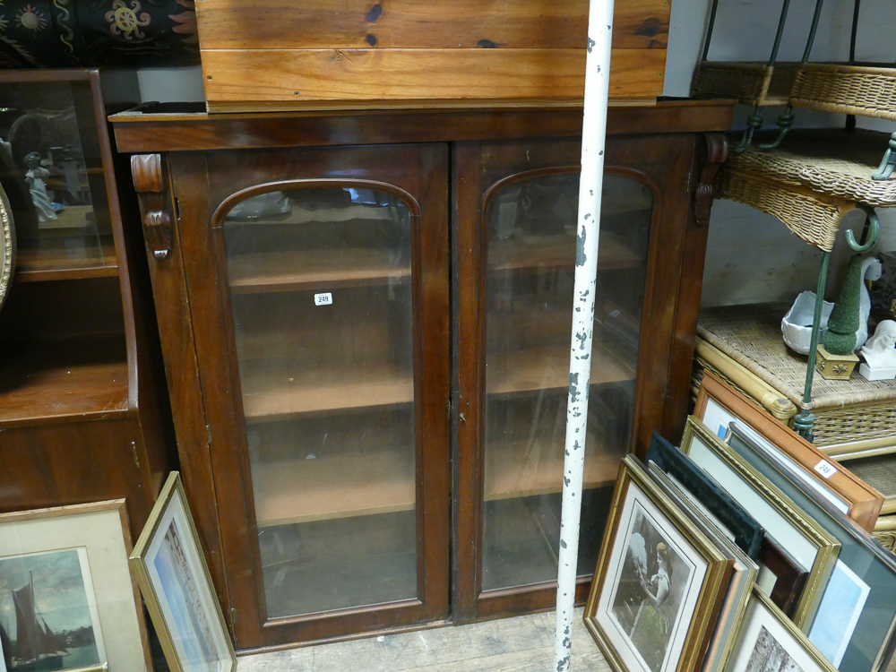 3'6 Victorian mahogany glazed bookcase (top only)