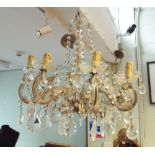 Early 20th century 8 branch glass lustre chandelier
