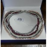 Goldmine multi coloured fresh water pearl 5 strand necklace with adjustable silver clasp