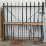 Pair of heavy black wrought iron gates for 10'6 opening approx 5' tall