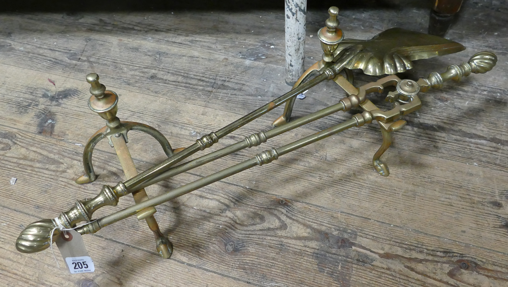 Pair of brass fire dogs,