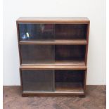 3' oak Minty style bookcase with sliding glass doors