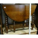 3' oval oak table on barley twist legs