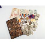 Collection of coins and medals comprising of First World War trio to Private G G Rawlings of the