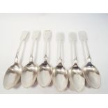Set of six 1930s silver dessert spoons,