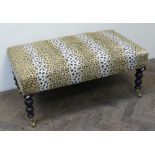 Very large stool with leopard print upholstery