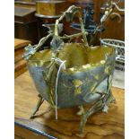 Decorative gilt metal shaped flower basket