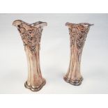 Pair of hallmarked silver posy vases,