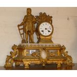 French white marble marble and gilt figure mounted striking mantel clock (back legs missing)