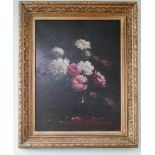 19th century oil on canvas gilt framed floral still life,