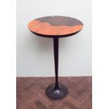 1960s designer rosewood pedestal table on black base Overall in good condition,