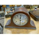 Edwardian chiming mantel clock in inlaid mahogany Napoleon style case