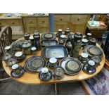 Large brown patterned Denby dinner, tea,