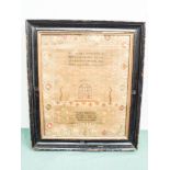 19th century needlework sampler, Elizabeth Allam Goring,