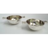 Two Scottish silver twin handled quaich, Edinburgh marks, gross weight 8.