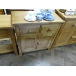 2'6 brand new light oak good quality mini sideboard with 2 drawers and cupboards with bun handles -