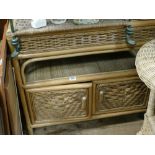 2'6 wicker and bamboo side cabinet and a similar circular table