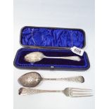 Victorian christening cutlery set Exeter marks 1869 and a cased spoon,