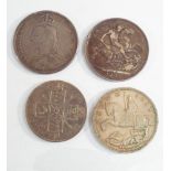 Four crowns to include an 1892 Crown,