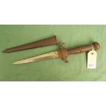 19th century romantic style dagger with steel hilt and steel scabbard,