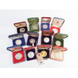 12 boxed proof crowns of the World in silver to include the Cook Islands, New Zealand,