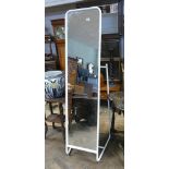 Large cheval type dressing mirror on white tubular frame