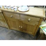 3'6 brand new good quality light oak sideboard with 2 cupboards and bun handles