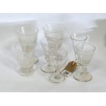 7 Assorted hobnail cut and other antique wine glasses