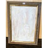 Oil on canvas of a lady in limed oak frame