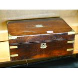 Early Victorian rosewood brass bound writing box