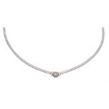 Brillant-Collier WG 585/000 mit einem Brillanten 0,23 ct W/SI, Kastenschließe mit SI-Acht,L. 45