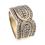 Brillant-Ring GG/WG 585/000 mit Brillanten und Diamantbaguettes, zus. 2,0 ct W/SI, RG 63,13,6 g