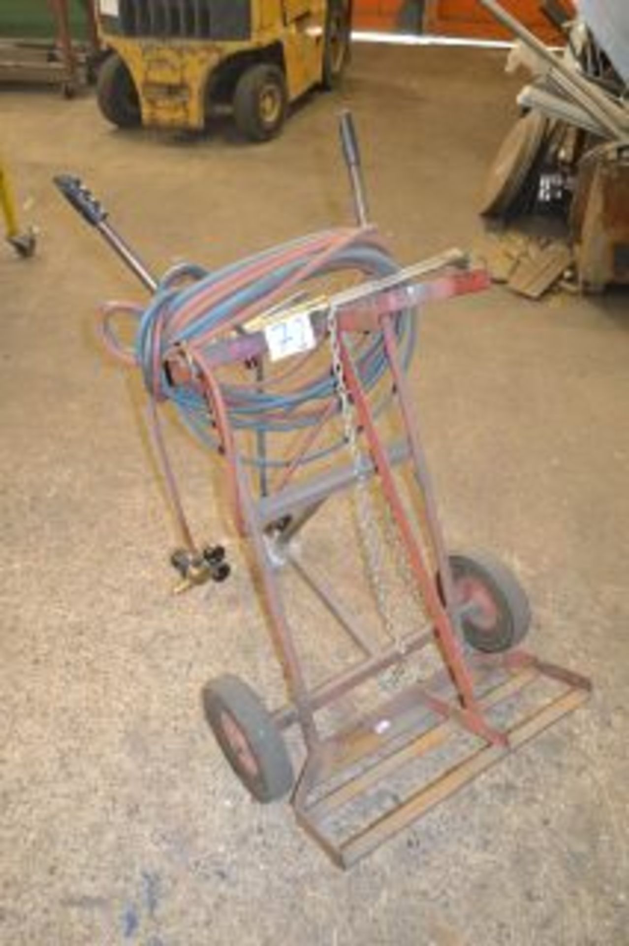 Gas bottle trolley with untested torch, hose and regulator