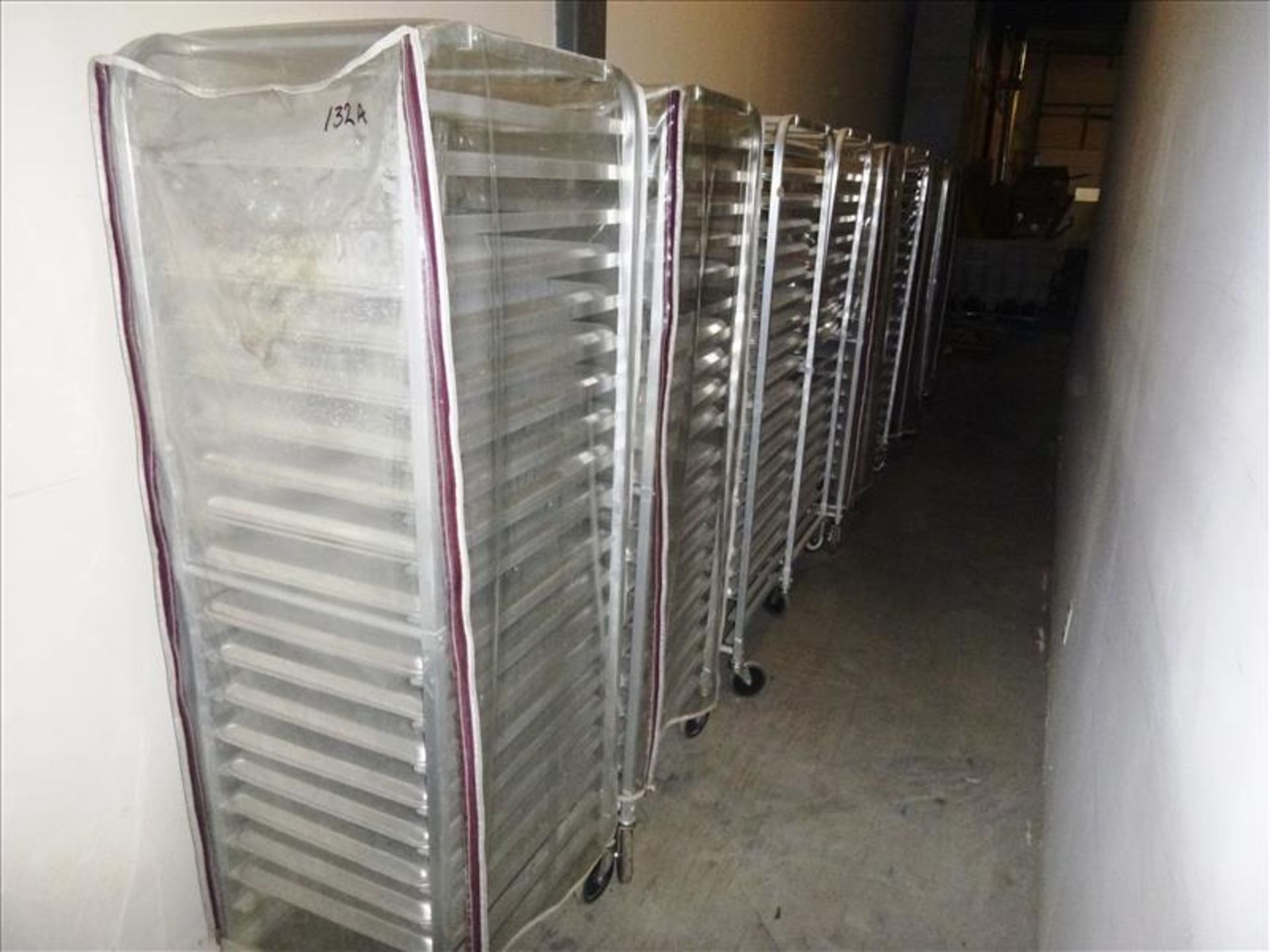 (11) aluminum tray carts c/w trays