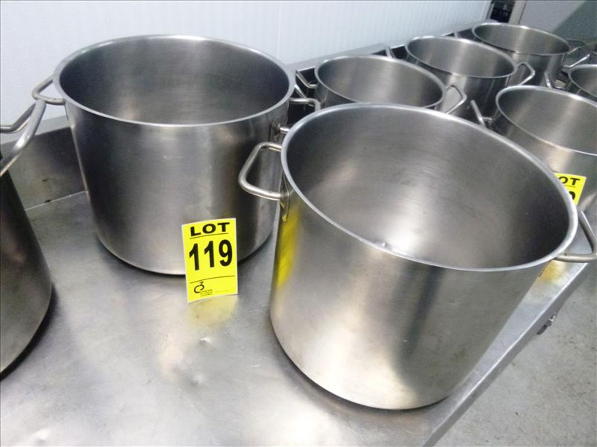 (2) 18/10-s/s pots, 12 in. dia. x 11 in. deep