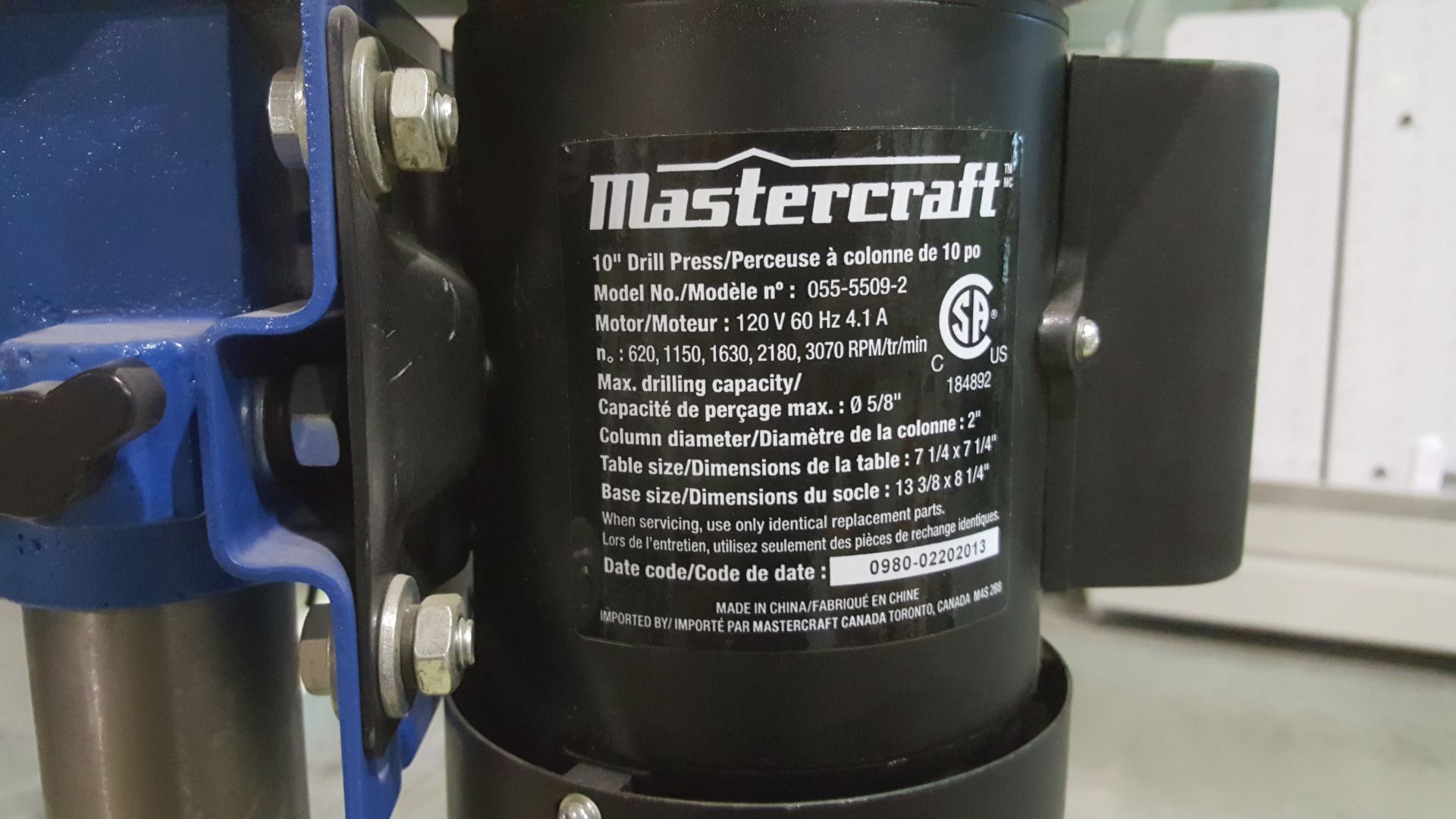 Mastercraft 10" drill press s/n.055-5509-2 - Image 2 of 2