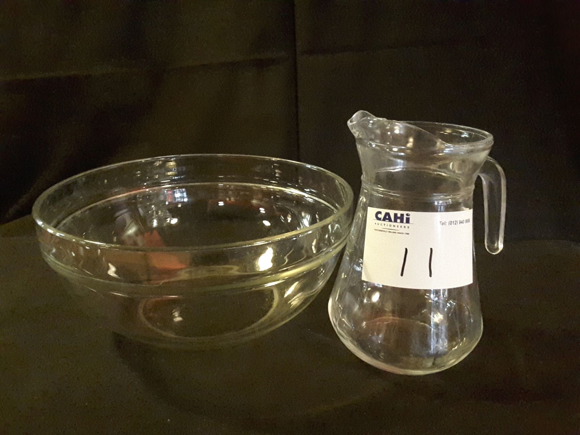 5 Glass jugs & 4 glass mixing bowls