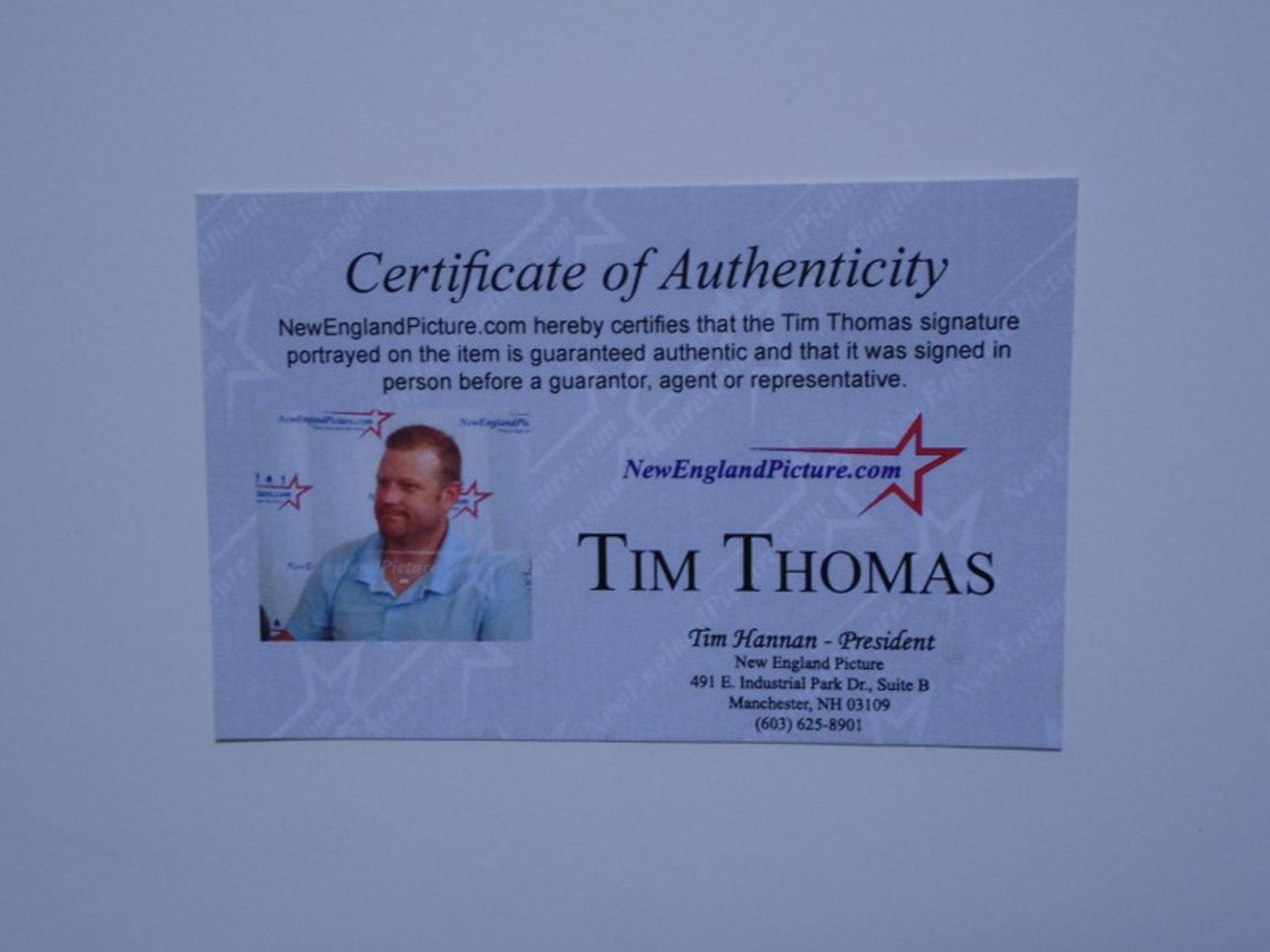 Tim Thomas - Signed Print in frame - Image 2 of 2