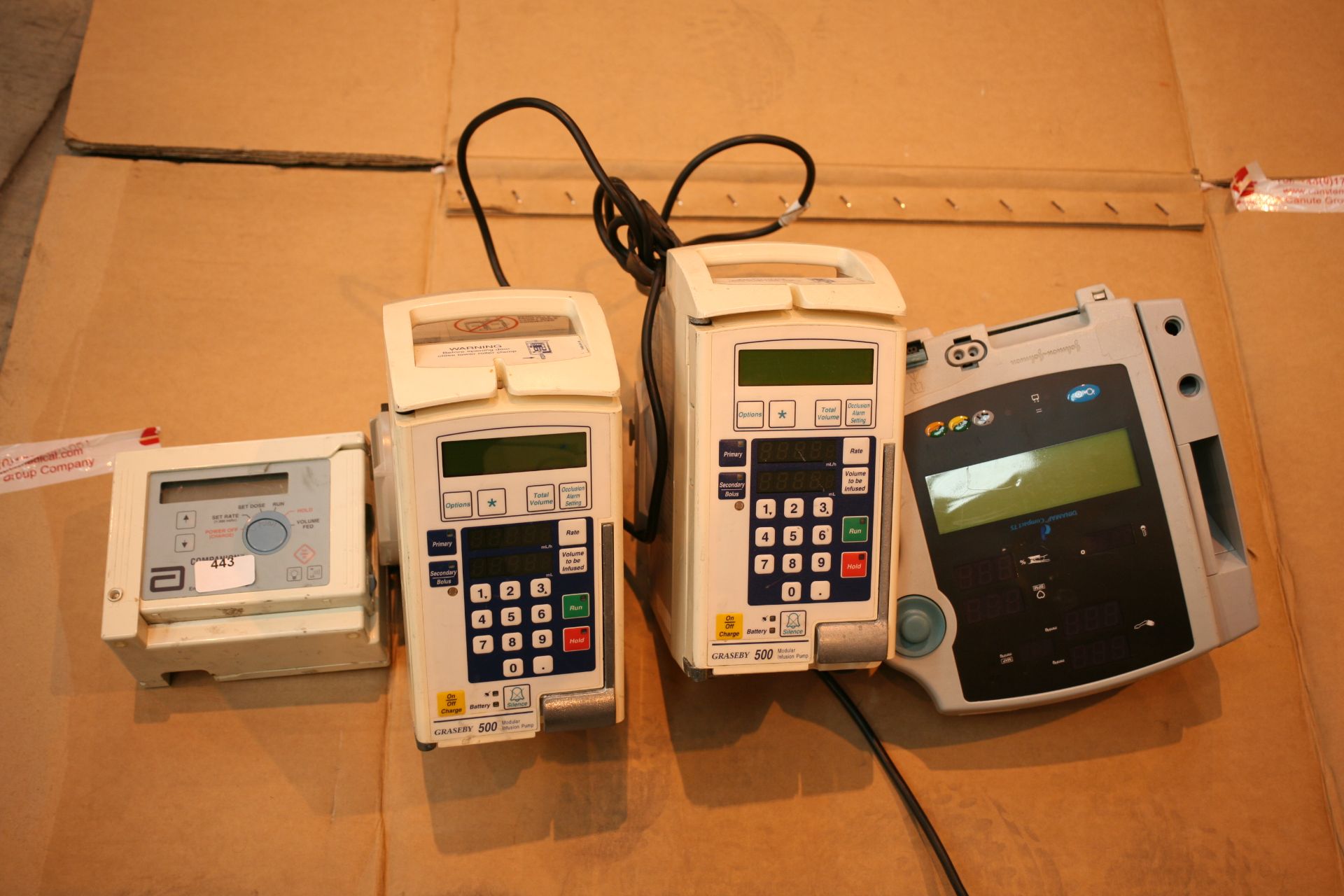 2x Graseby 500 Modula Infusion Pumps, Dinamap Compact TS Vital Signs Monitor And Abbott Clear Star