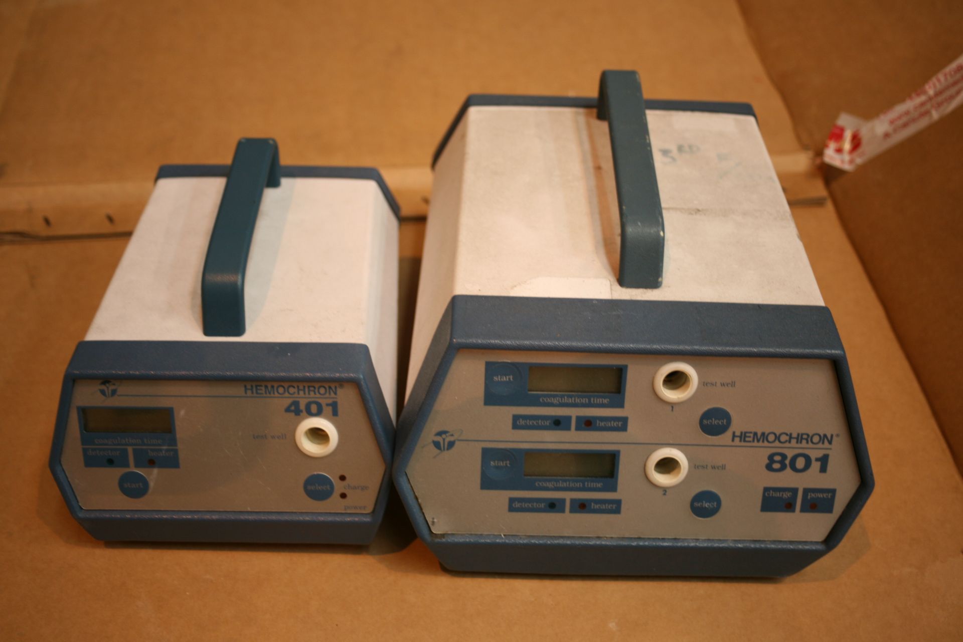 2x Hemochron 401 Blood Coagulation Timers And 2x Hemochron 801 Blood Coagulation Analyzer