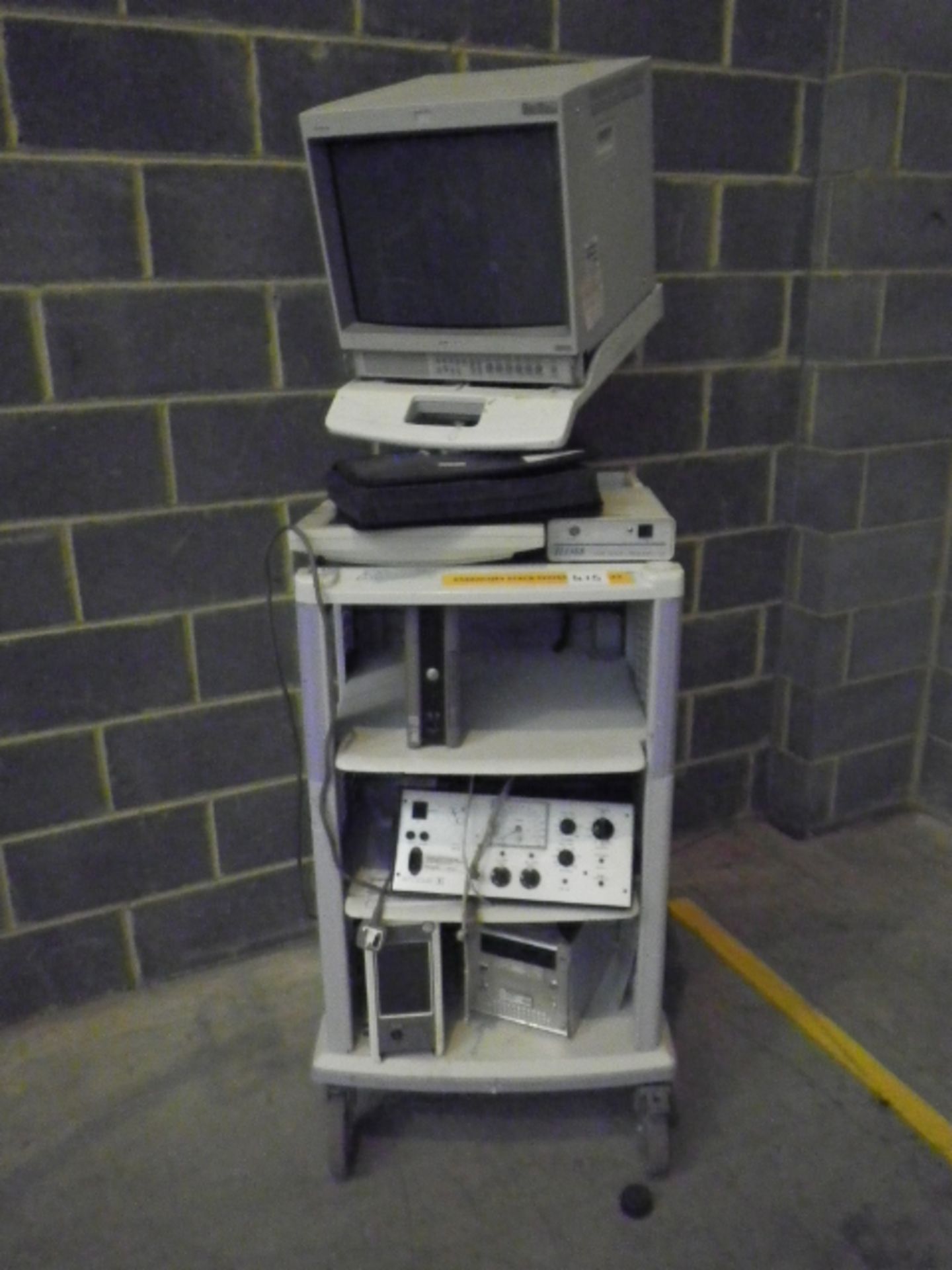 Stack Trolley With Sony Trinitron Monitor Photizo 643 Light Therapy Device, SLE Otodynamics ILO 88