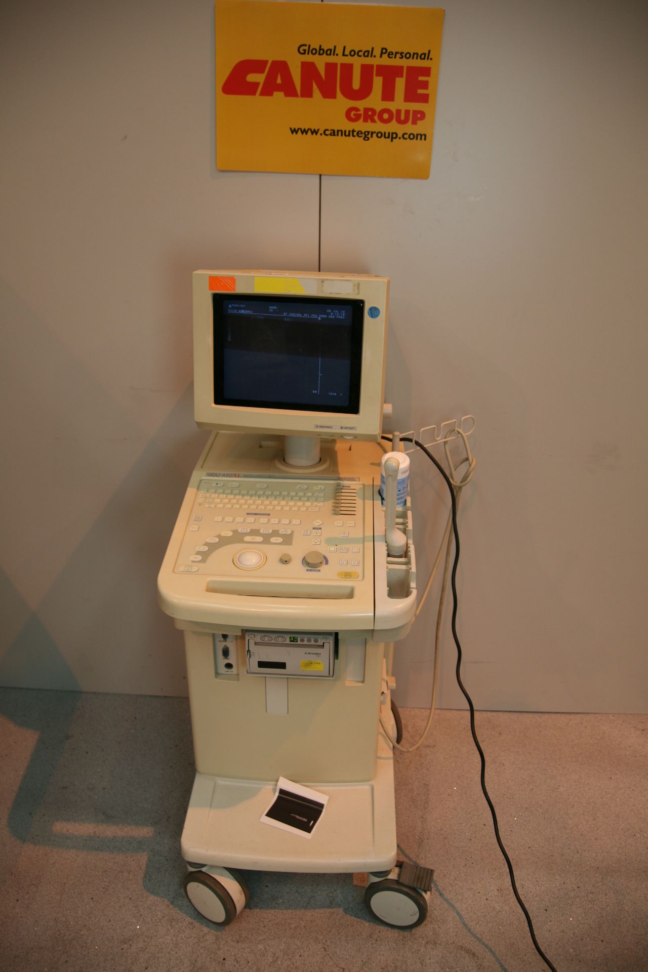Shimadzu SDU-450XL Diagnostic Ultrasound System with Probe and Mitsubishi P91 Printer *Power Up*