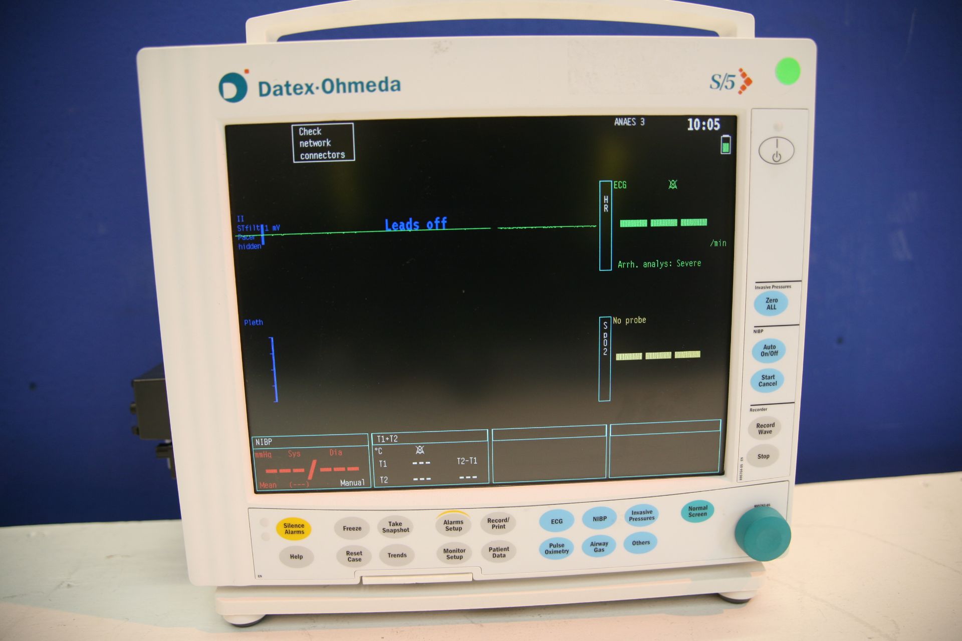 Datex Ohmeda S/5 Compact Monitor With M-caiov Gas Module,M-Nestpr Module, - Image 3 of 3