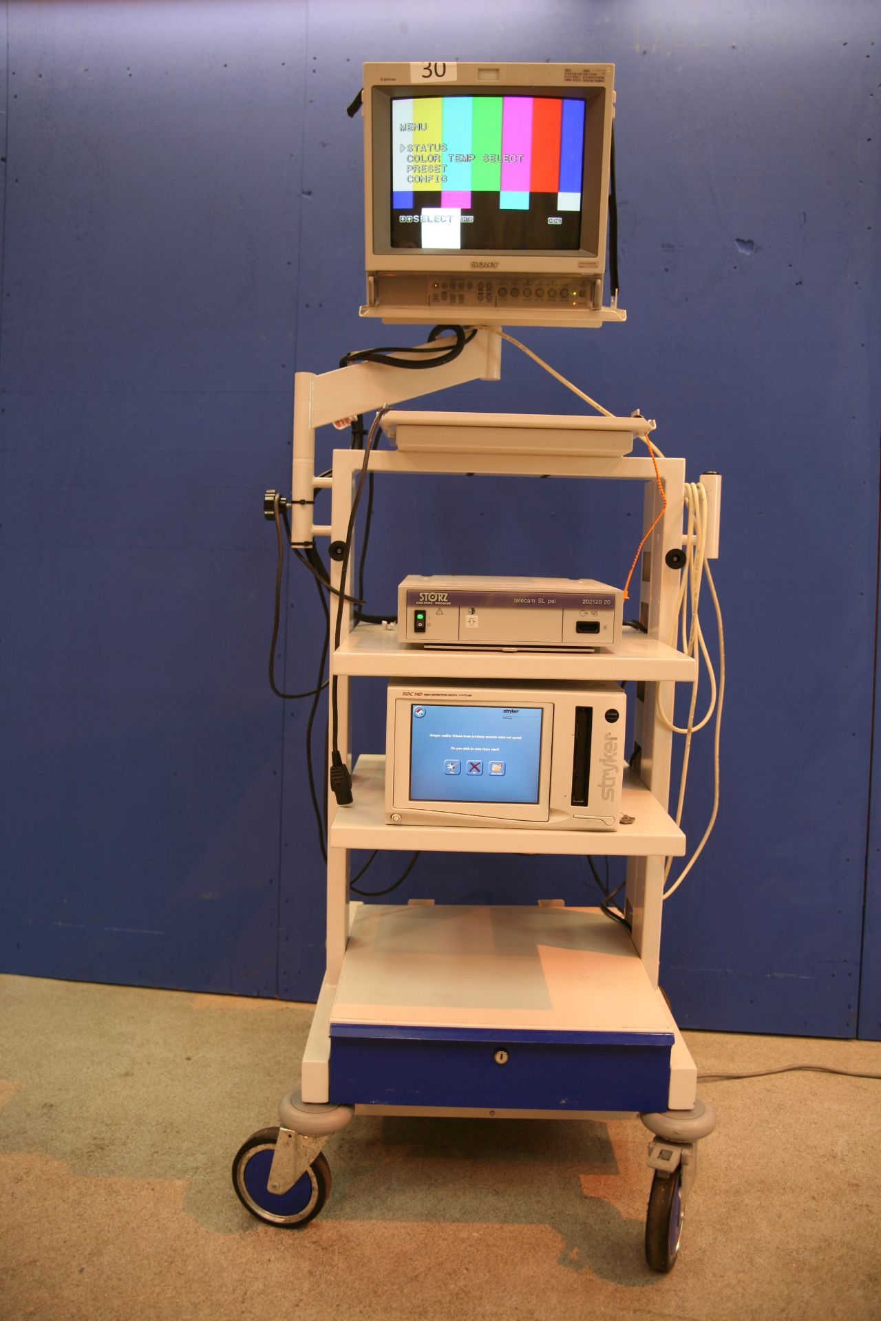 Mobile Stack Trolley With Sony Trintron Monitor And Karl Storz-Endoskope Telecam SL Pal 20212020