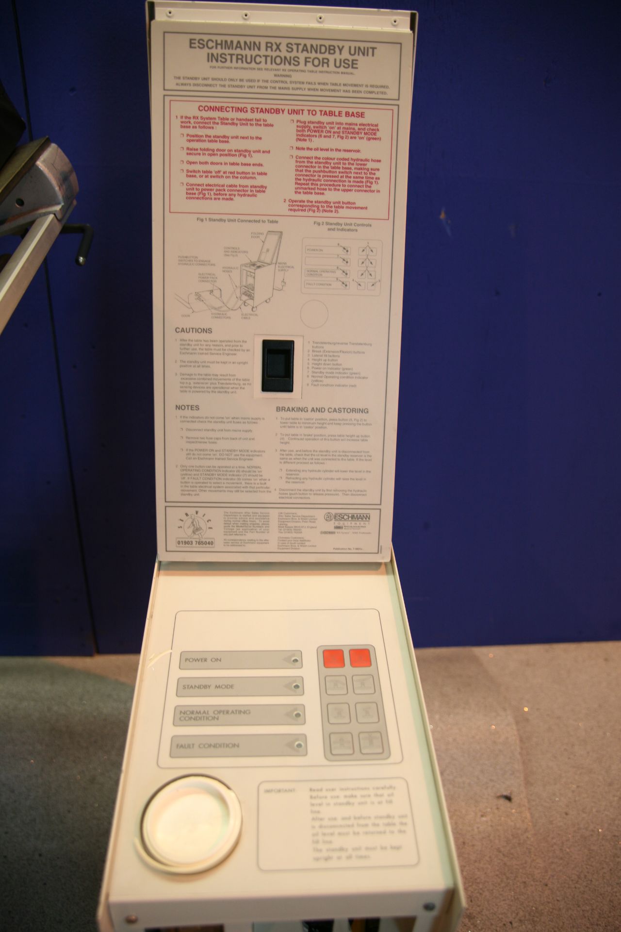 Eschmann RX600 Electric Operating Table With Controller And Eschmann RX Standby Unit *Powers Up* - Image 2 of 3