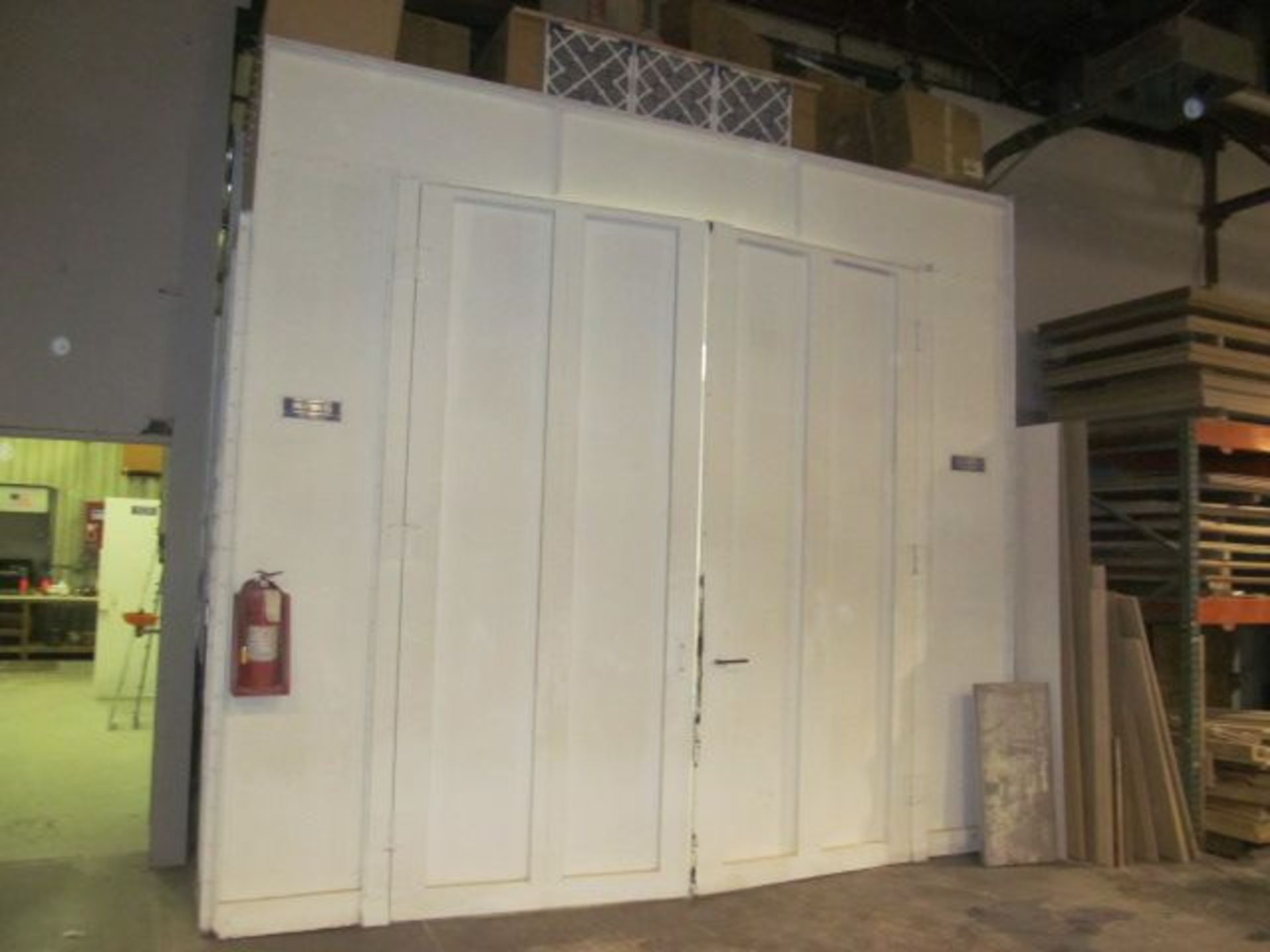 Binks fully enclosed spray booth, 2-swing door access, side door access, explosion proof lights,