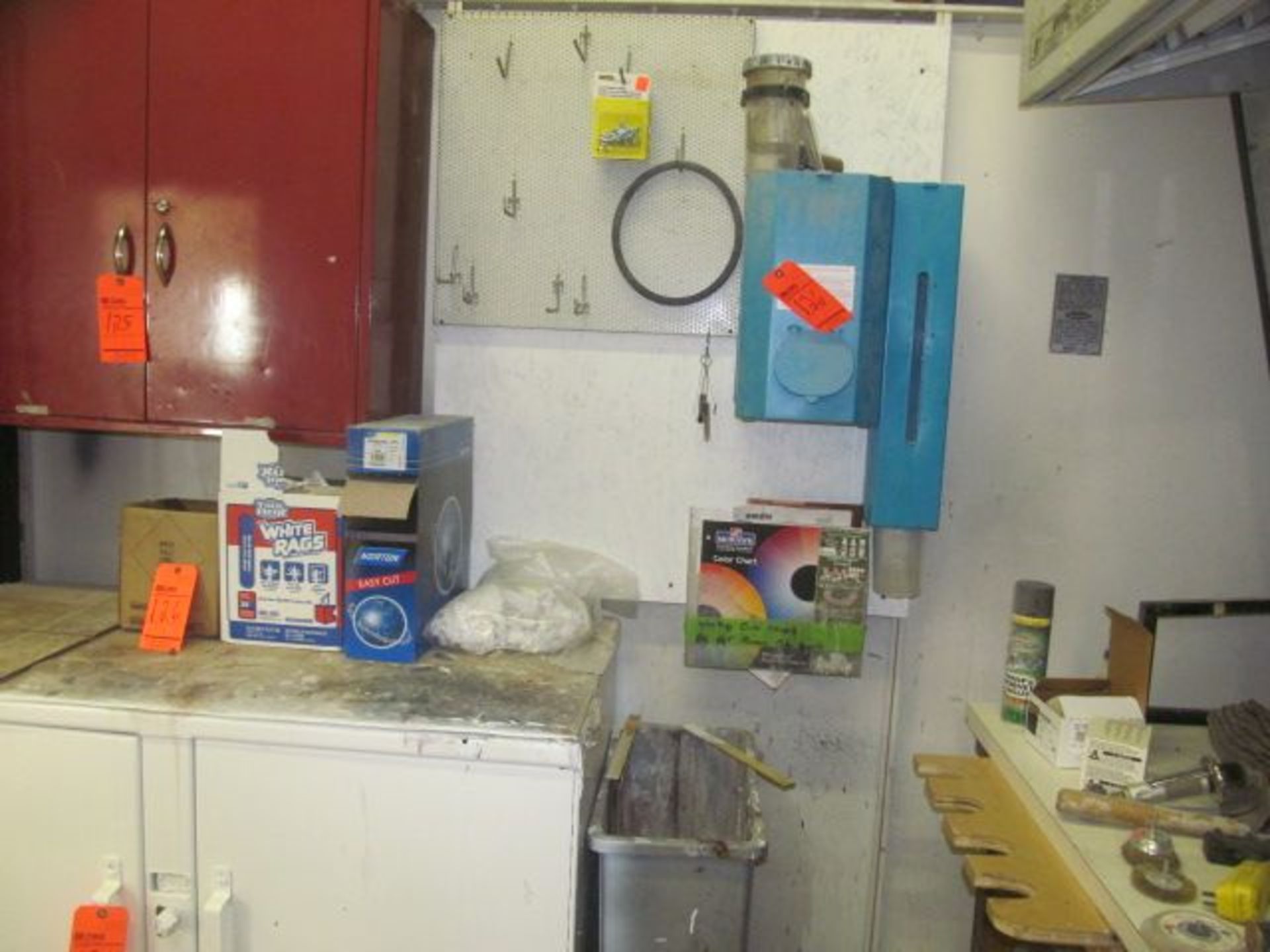 Lot ass't pneumatic tools, (2) tool boxes, respirators, filters, sand paper, 3M dispenser, oil cans, - Image 3 of 3